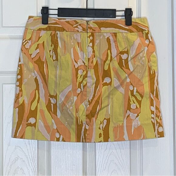 J.Crew Yellow & Orange Water Color Mini Skirt Size 4 - Picture 9 of 9